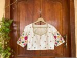 pure silk hand embroidery blouse /cream maggam blouse /raw silk zardosi blouse / multicolor chand embroidered blouse/ready handwork blouse