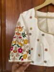 pure silk hand embroidery blouse /cream maggam blouse /raw silk zardosi blouse / multicolor chand embroidered blouse/ready handwork blouse