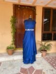 Draped Maxi dress usa/blue layered maxi dress/ Draped saree dress with hand  embroidery belt /pre draped saree gown /saree dress with  belt