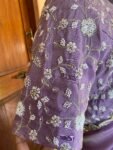 Saree with stitched blouse/silk saree high neck embroidered blouse /lavender tissue saree/ soft silk saree ready blouse /cocktail saree usa
