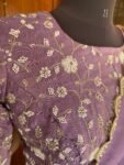 Saree with stitched blouse/silk saree high neck embroidered blouse /lavender tissue saree/ soft silk saree ready blouse /cocktail saree usa