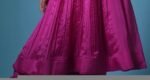 Hand Embroidered Anarkali Suit Set: Pink Purple Silk Kurta with Pants