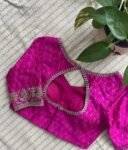 pure silk hand embroidery blouse /pink saree maggam blouse/pink ikkat silk zardosi blouse/ embroidered blouse/pochampally ready made blouse