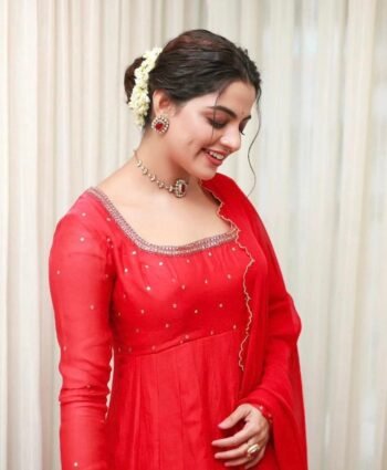 Hand embroidered Anarkali with pants/anarkali suit set /anarkali dupatta Indian dresses/red kurta with dupatta Polazzo/kurta with pants