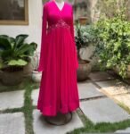 Pink Anarkali suit usa/anarkali kurta full sleeve/pink full sleeve anarkali/full sleeve dress anarkali/Indian dresses/hot pink anarkali usa