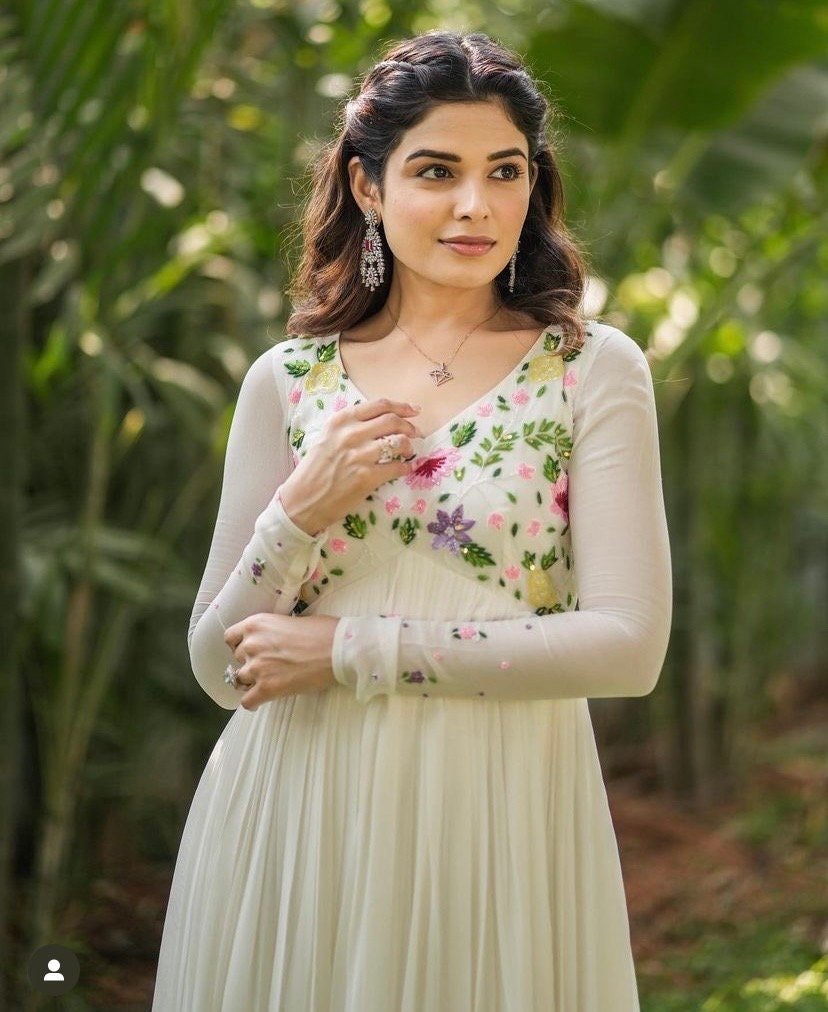 Cream Anarkali suit usa/anarkali kurta full sleeve/roya blue full sleeve anarkali/full sleeve dress anarkali/Indian dresses/Indian anarkali