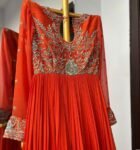 Orange Anarkali suit usa/anarkali red kurta full sleeve/ orange full sleeve anarkali/red dress anarkali/Indian dresses/orange red anarkali