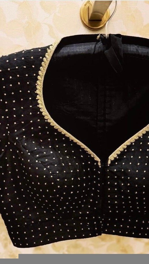 pure silk hand embroidery blouse/ saree maggam blouse/black zardosi blouse /hand embroidered moderblouse/black ready made blouse zardosi usa