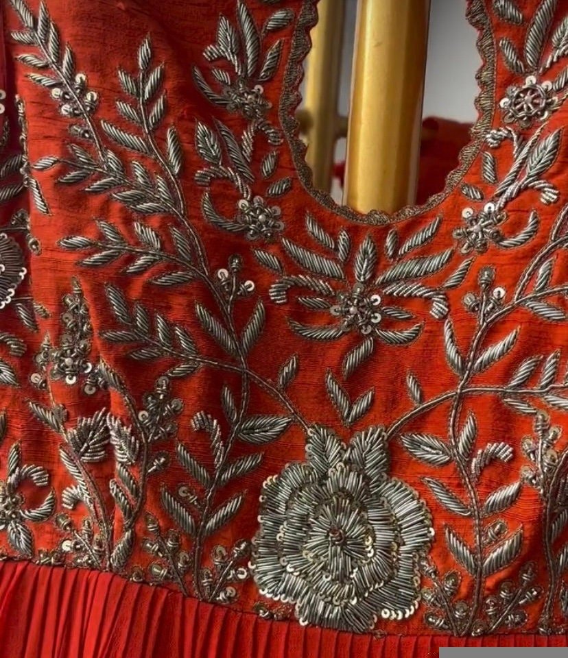 Orange Anarkali suit usa/anarkali red kurta full sleeve/ orange full sleeve anarkali/red dress anarkali/Indian dresses/orange red anarkali
