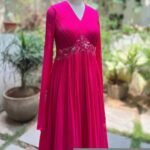 Pink Anarkali suit usa/anarkali kurta full sleeve/pink full sleeve anarkali/full sleeve dress anarkali/Indian dresses/hot pink anarkali usa