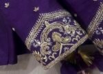 pure silk purple hand embroidery blouse /saree maggam blouse/pure raw silk zardosi blouse /hand embroidered blouse/purple ready made blouse