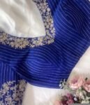 pure silk blue hand embroidery blouse /saree maggam blouse/pure raw silk bridal blouse/hand embroidered blouse/blue heavy ready made blouse