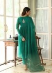 Hand embroidered Anarkali with pants /anarkali suit set /anarkali dupatta USA/Indian dresses/green wrap kurta with Polazzo/kurta with pants