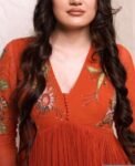 Orange Anarkali suit usa/anarkali kurta full sleeve/orange full sleeve anarkali/full sleeve dress anarkali/Indian dresses/mehendi anarkali