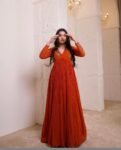 Orange Anarkali suit usa/anarkali kurta full sleeve/orange full sleeve anarkali/full sleeve dress anarkali/Indian dresses/mehendi anarkali