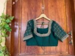 pure silk hand embroidery blouse/saree maggam blouse/green zardosi blouse/hand embroidered blouse/dark green ready made blouse zardosi usa