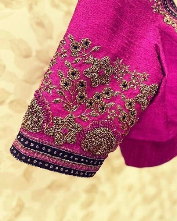 pure silk hand embroidery blouse /modern saree maggam blouse/pink zardosi blouse / hand embroidered blouse/pink ready made blouse zardosi