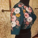 pure silk green multicolor hand embroidery blouse/saree maggam blouse/ raw silk zardosi blouse /hand embroidered blouse / ready made blouse