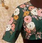 pure silk green multicolor hand embroidery blouse/saree maggam blouse/ raw silk zardosi blouse /hand embroidered blouse / ready made blouse