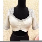 pure silk hand embroidery blouse /modern saree maggam blouse/cream zardosi blouse / hand embroidered blouse/off white ready made blouse