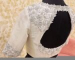 pure silk hand embroidery blouse /modern saree maggam blouse/cream zardosi blouse / hand embroidered blouse/off white ready made blouse