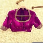 pure silk hand embroidery blouse /modern saree maggam blouse/magenta pink zardosi blouse/purple hand embroidered blouse/ready made blouse