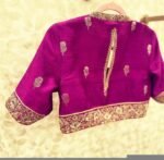 pure silk hand embroidery blouse /modern saree maggam blouse/magenta pink zardosi blouse/purple hand embroidered blouse/ready made blouse