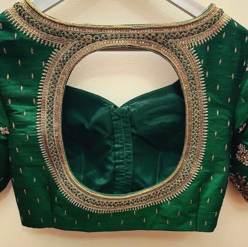 pure silk heavy hand embroidery blouse /bridal green maggam blouse/green zardosi blouse/hand embroidered blouse/green wedding ready blouse