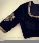 Black Velvet Saree Blouse: Hand Embroidered Zardosi Maggam Work,black velvet blouse,plus size blouse,handwork blouse,mix and match blouse us