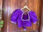 Purple hand embroidery blouse/purple maggam blouse/puff sleeve zardosi blouse/hand embroidered blouse/ready made blouse zardosi/blue blouse