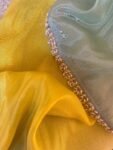 Saree with sleeveless blouse/silk saree hand embroideredblouse/blue saree USA /pure tissue saree ready blouse/cocktail saree/modern saree