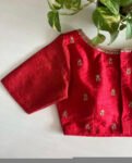 pure silk red hand embroidery blouse/saree maggam blouse/red raw silk zardosi blouse/hand embroidered blouse/ready made red checks blouseUsa