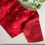 pure silk red hand embroidery blouse/saree maggam blouse/red raw silk zardosi blouse/hand embroidered blouse/ready made red checks blouseUsa
