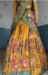 Hand-Painted Kalamkari Lehenga Set: Silk Crop Top, Wedding Outfit