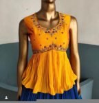 Hand-Painted Kalamkari Lehenga Set: Silk Crop Top, Embroidered Skirt