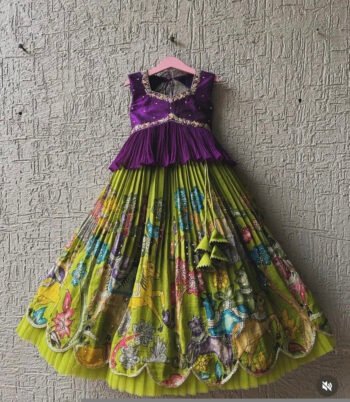 Hand-Painted Kalamkari Lehenga Set: Girls' Indian Skirt