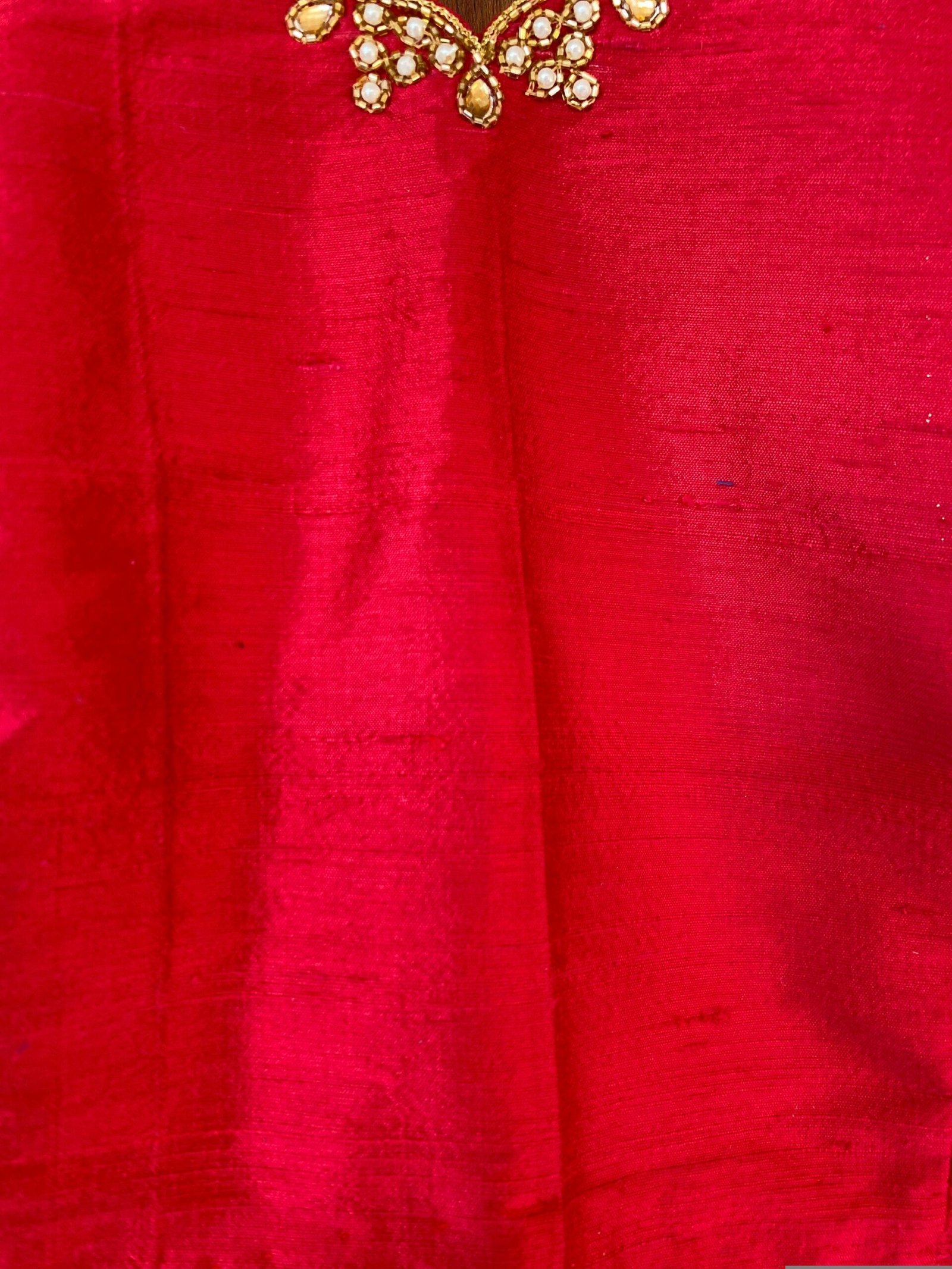 Red ruffle sleeve hand embroidery blouse/ saree maggam blouse/frill saree blouse/ v neck hand embroidered blouse/ready made blouse zardosi