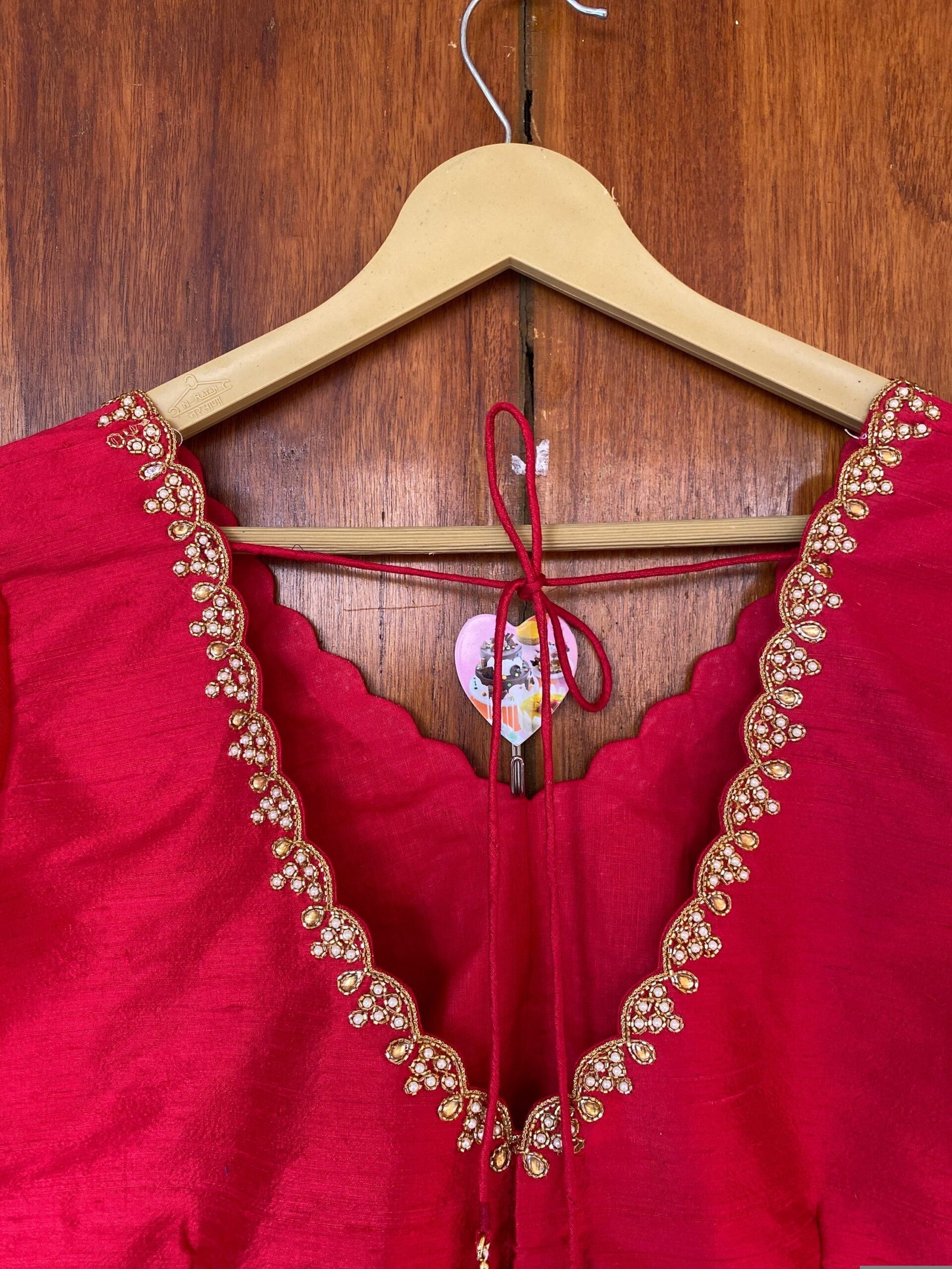 Red ruffle sleeve hand embroidery blouse/ saree maggam blouse/frill saree blouse/ v neck hand embroidered blouse/ready made blouse zardosi