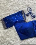 pure silk hand embroidery blouse/ saree maggam blouse/ zardosi blouse usa/hand embroidered moderblouse/blue ready made blouse zardosi usa