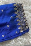 pure silk hand embroidery blouse/ saree maggam blouse/ zardosi blouse usa/hand embroidered moderblouse/blue ready made blouse zardosi usa