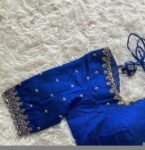 pure silk hand embroidery blouse/ saree maggam blouse/ zardosi blouse usa/hand embroidered moderblouse/blue ready made blouse zardosi usa