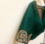 pure silk hand embroidery blouse/saree maggam blouse/green zardosi blouse/yellow hand embroidered blouse/green ready made blouse zardosi usa