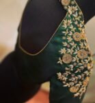 Green Silk Saree Blouse: Hand Embroidered Zardosi Maggam Blouse,plus size blouse,collar blouse,handwork blouse green,mix and match blouse