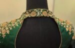 Green Silk Saree Blouse: Hand Embroidered Zardosi Maggam Blouse,plus size blouse,collar blouse,handwork blouse green,mix and match blouse