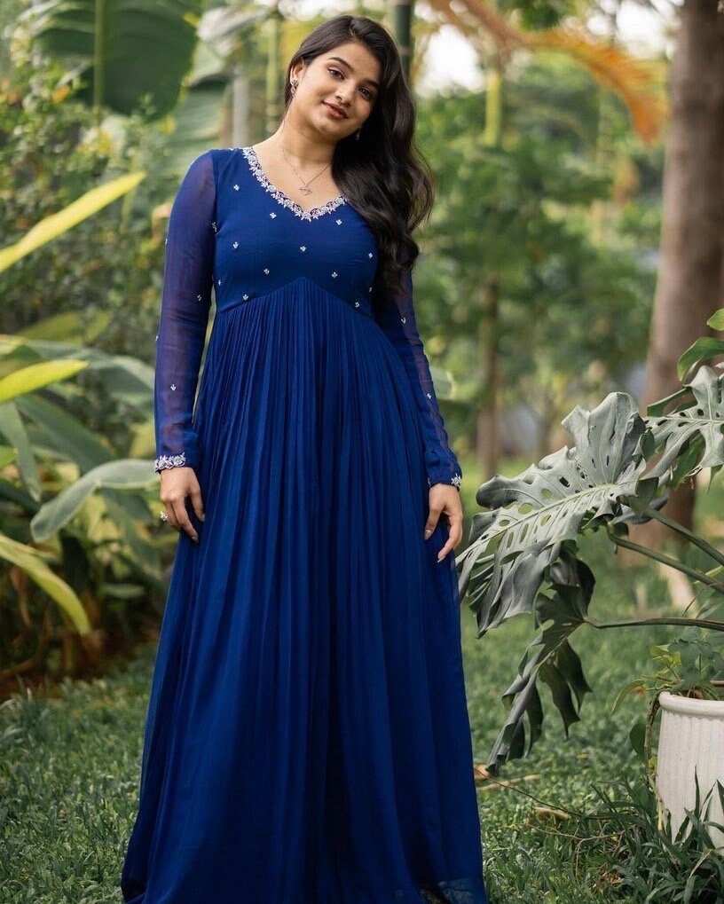 Blue Anarkali suit usa/anarkali kurta full sleeve/roya blue full sleeve anarkali/full sleeve dress anarkali/Indian dresses/Indian anarkali