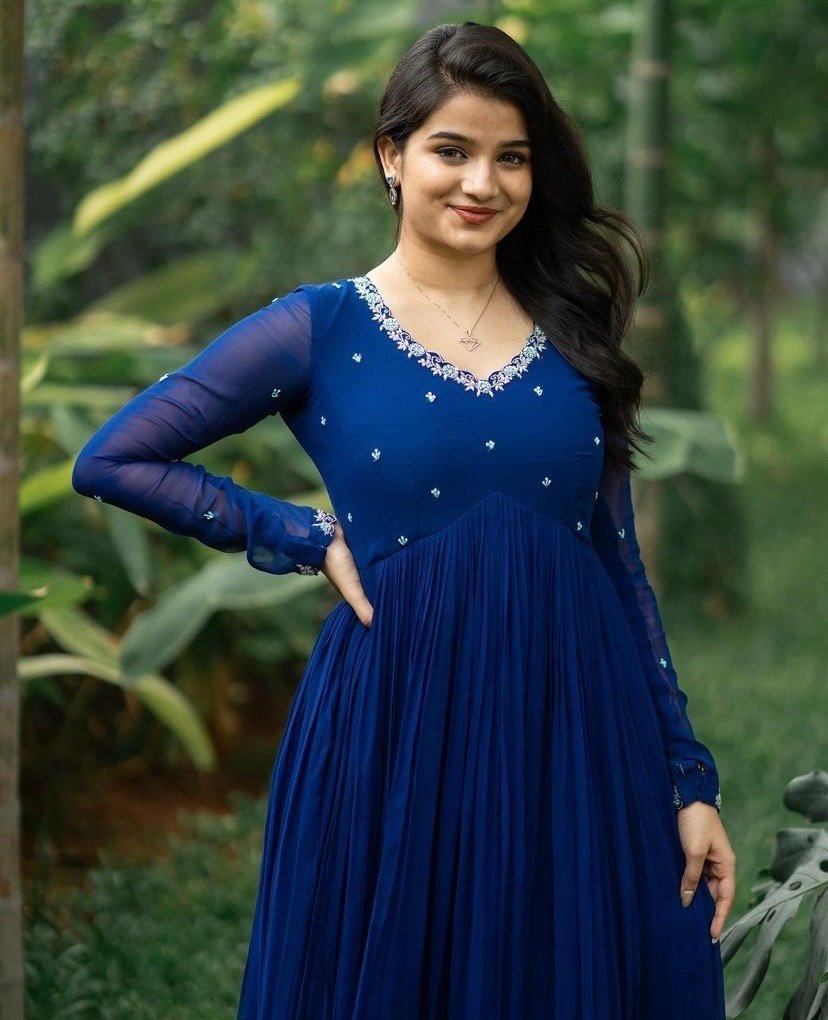 Blue Anarkali suit usa/anarkali kurta full sleeve/roya blue full sleeve anarkali/full sleeve dress anarkali/Indian dresses/Indian anarkali