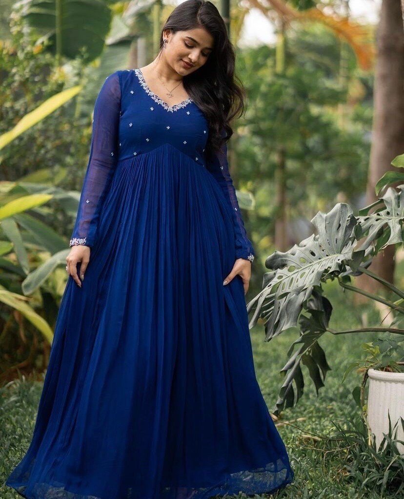 Blue Anarkali suit usa/anarkali kurta full sleeve/roya blue full sleeve anarkali/full sleeve dress anarkali/Indian dresses/Indian anarkali