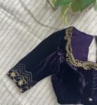 pure velvet hand embroidery blouse /modern saree maggam blouse/purple zardosi blouse / hand embroidered blouse/purple ready made blouse