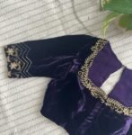 pure velvet hand embroidery blouse /modern saree maggam blouse/purple zardosi blouse / hand embroidered blouse/purple ready made blouse