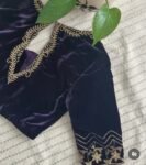 pure velvet hand embroidery blouse /modern saree maggam blouse/purple zardosi blouse / hand embroidered blouse/purple ready made blouse